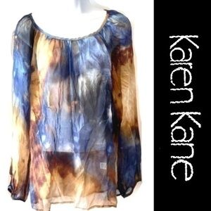 100% SILK! Long Sleeve Sheer Blouse/Tunic!